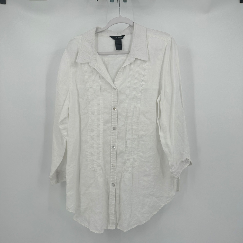 Ali Miles Minimalist Linen Blend Top Size XL Lagenlook Breezy Boho Airy Coastal